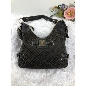 Tignanello Logo Brown Zipper Shoulder Woven Academia Inside And Outside Pockets